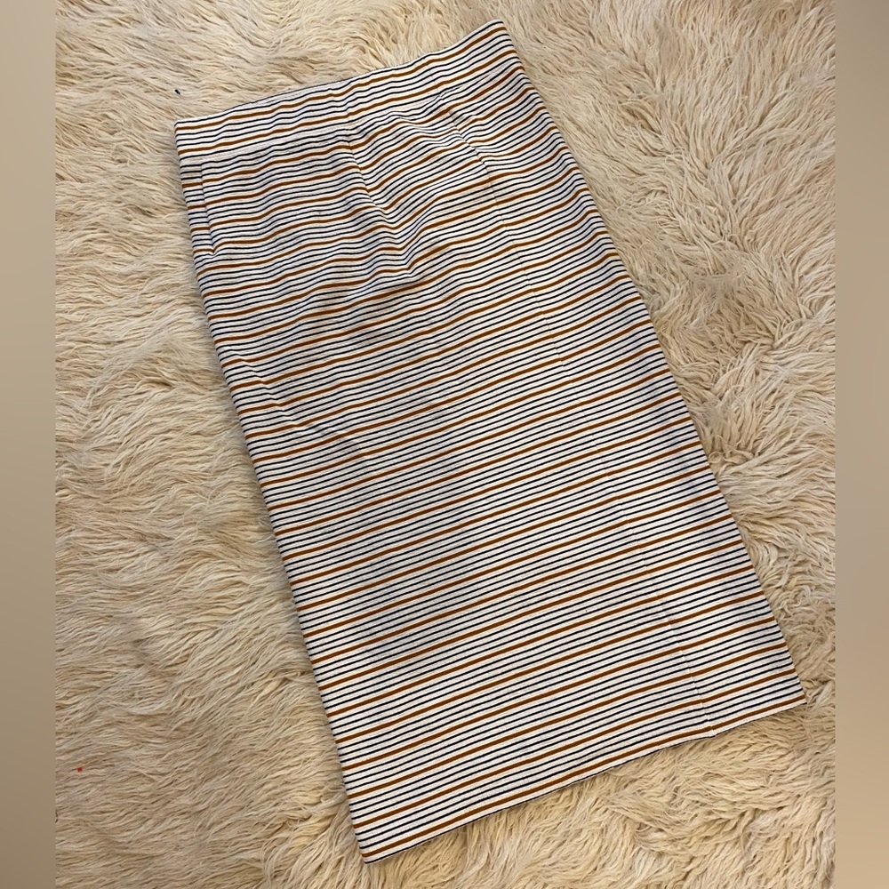 Loft casual striped midi skirt - white black ochre - size small